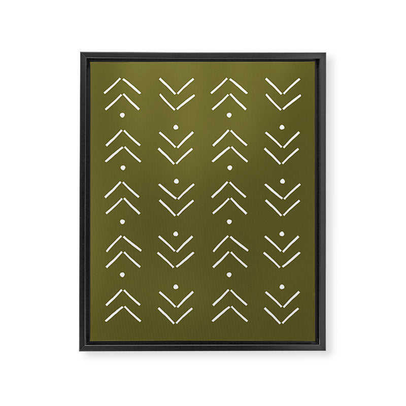 Arrow Lines Pattern Design 7 in olive green Framed Canvas Print Gallery Image 8