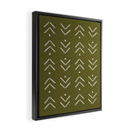 Arrow Lines Pattern Design 7 in olive green Framed Canvas Print Gallery Image 2