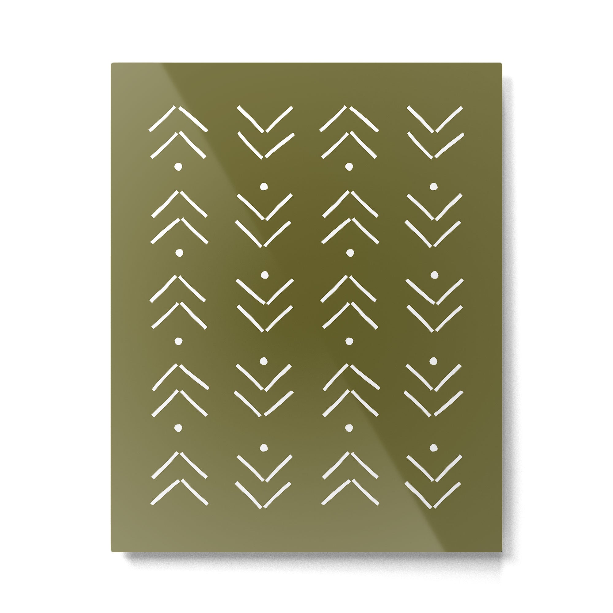 Arrow Lines Pattern Design 7 in olive green Metal Print Gallery Image 6