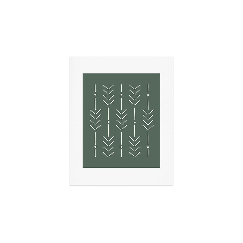 Arrow Lines Pattern in Forest Sage Green 2 Art Print Gallery Image 1