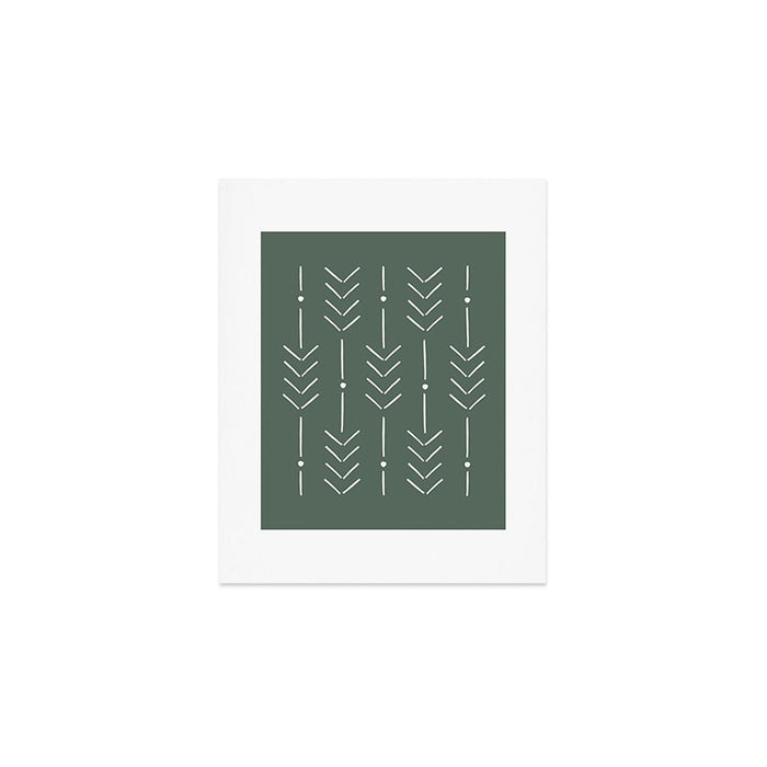 Arrow Lines Pattern in Forest Sage Green 2 Art Print Gallery Image 1