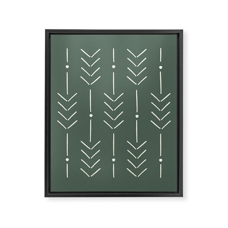 Arrow Lines Pattern in Forest Sage Green 2 Framed Canvas Print Gallery Image 8