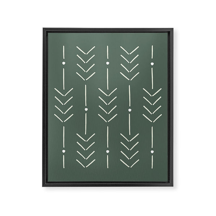 Arrow Lines Pattern in Forest Sage Green 2 Framed Canvas Print Gallery Image 1