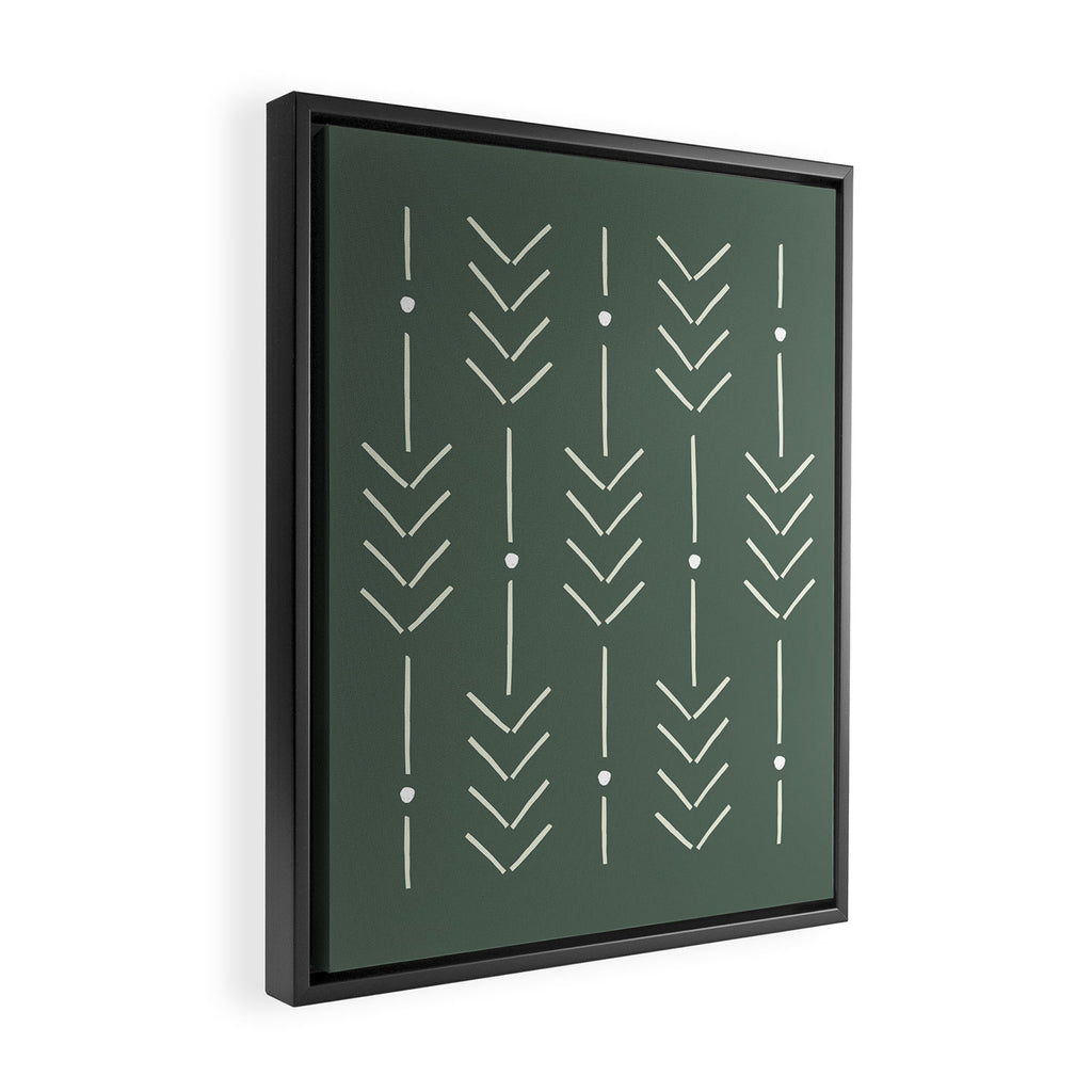 Arrow Lines Pattern in Forest Sage Green 2 Framed Canvas Print Gallery Image 2