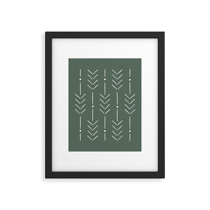 Arrow Lines Pattern in Forest Sage Green 2 Framed Art Print Gallery Image 1