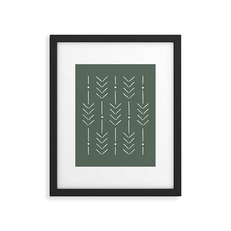 Arrow Lines Pattern in Forest Sage Green 2 Framed Art Print Gallery Image 6