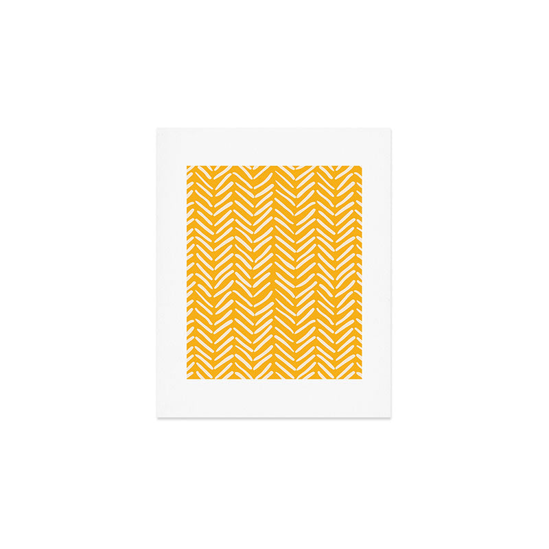 Arrow Lines Pattern in Mustard Yellow shades 1 Art Print Gallery Image 1