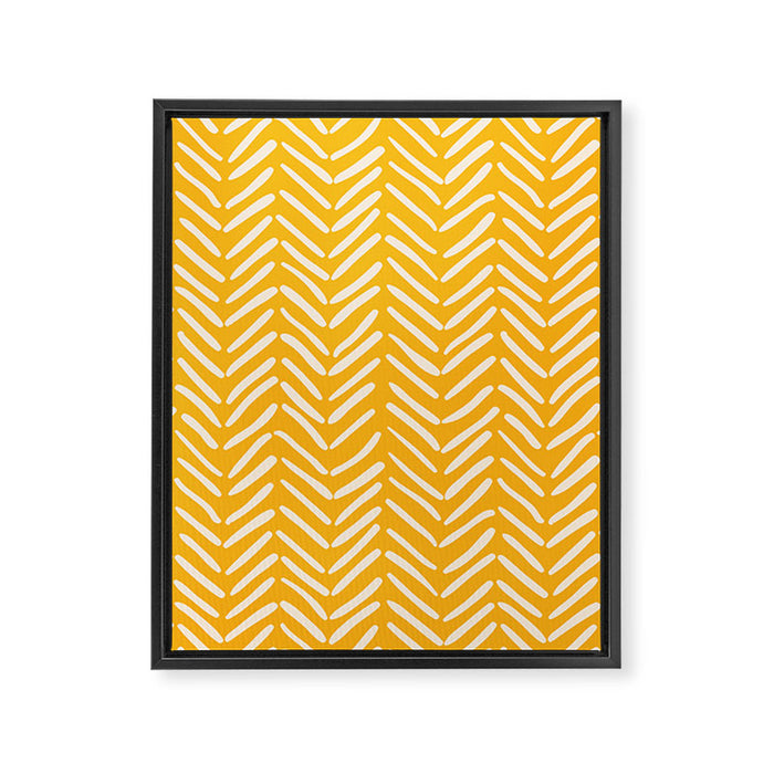 Arrow Lines Pattern in Mustard Yellow shades 1 Framed Canvas Print Gallery Image 1