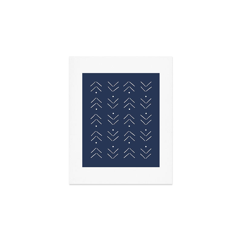 Arrow Lines Pattern in Navy Blue Art Print Gallery Image 1