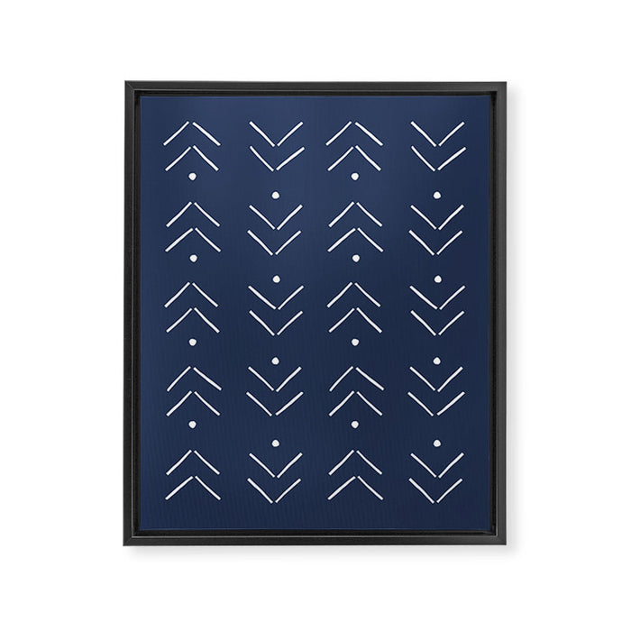 Arrow Lines Pattern in Navy Blue Framed Canvas Print Gallery Image 1