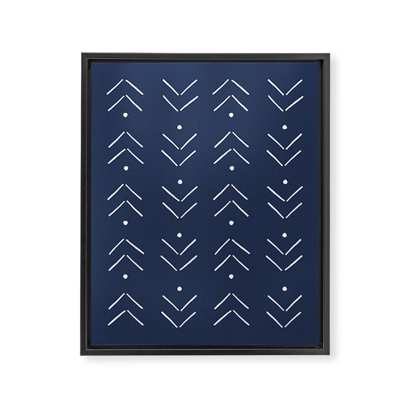 Arrow Lines Pattern in Navy Blue Framed Canvas Print Gallery Image 8