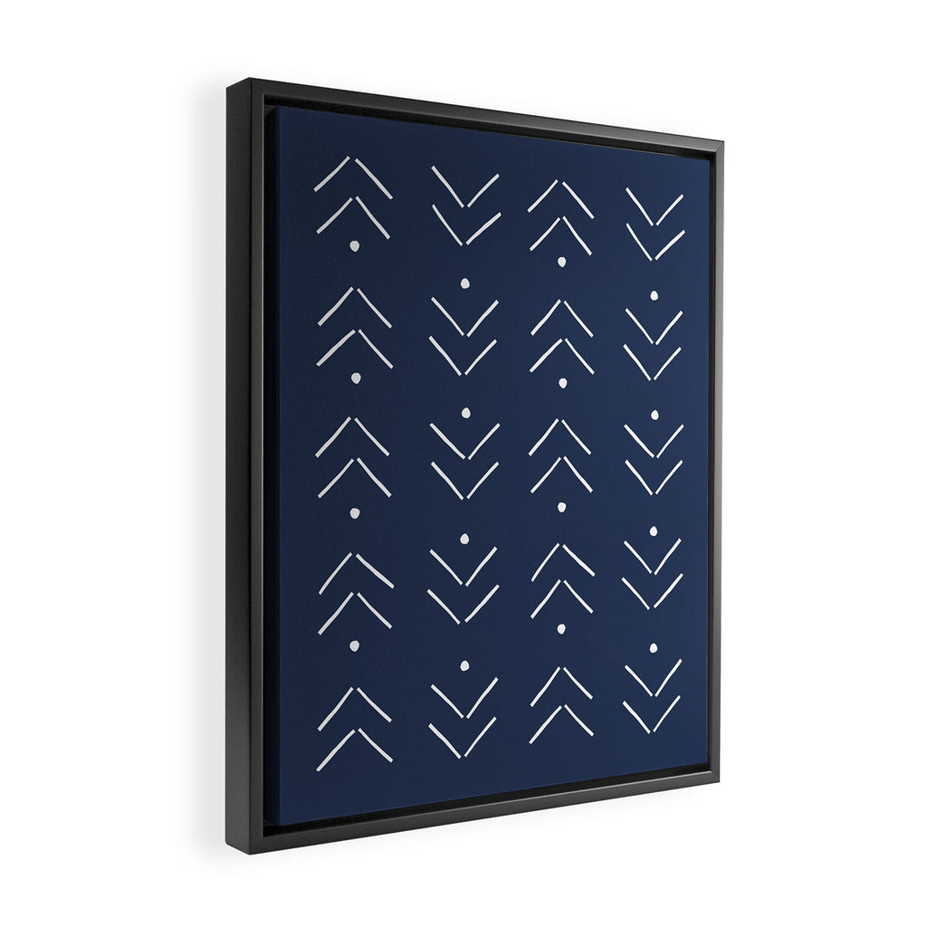 Arrow Lines Pattern in Navy Blue Framed Canvas Print Gallery Image 2