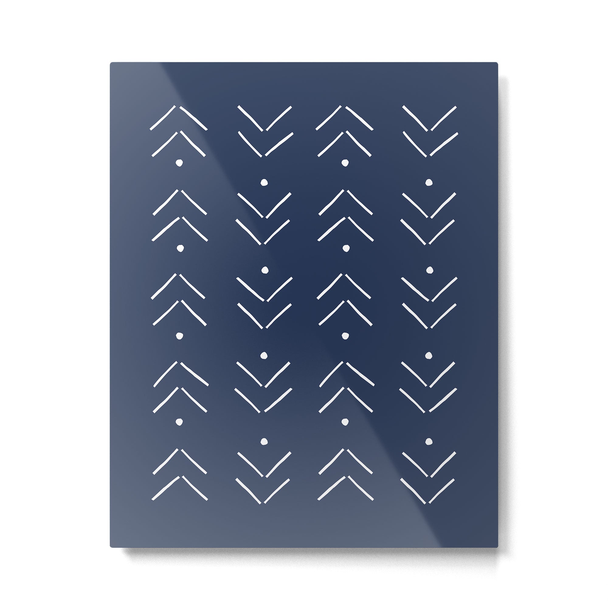 Arrow Lines Pattern in Navy Blue Metal Print Gallery Image 6
