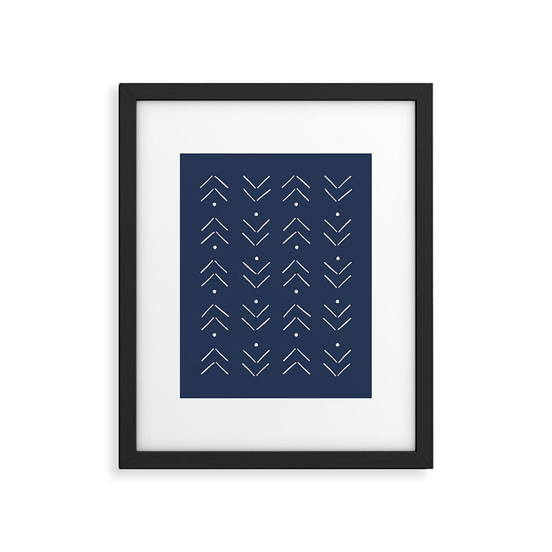 Arrow Lines Pattern in Navy Blue Framed Art Print Gallery Image 6