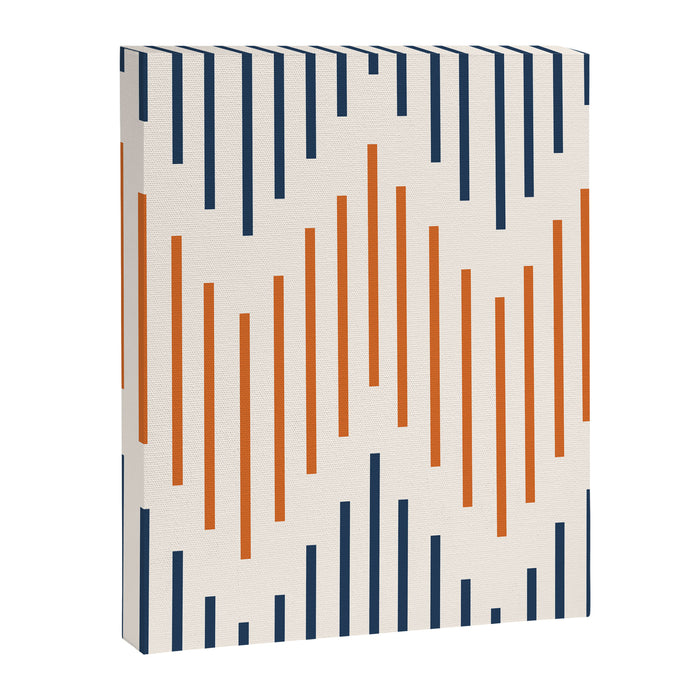 Geometric Arrow Lines 2 in Navy Blue Orange Canvas Print Gallery Image 1