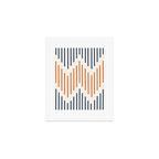 Geometric Arrow Lines 2 in Navy Blue Orange Art Print Gallery Image 1
