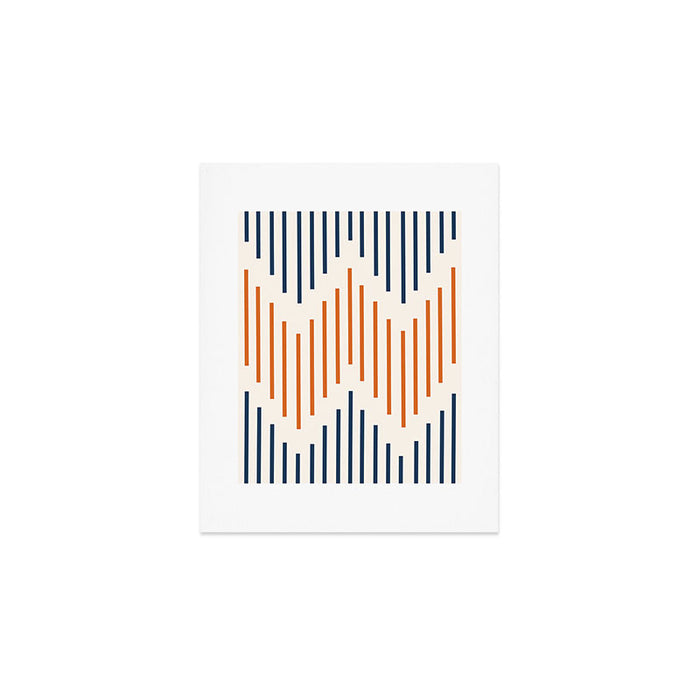 Geometric Arrow Lines 2 in Navy Blue Orange Art Print Gallery Image 1
