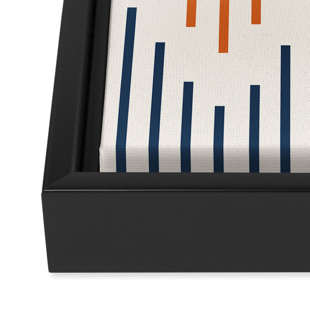Geometric Arrow Lines 2 in Navy Blue Orange Framed Canvas Print Gallery Image 3