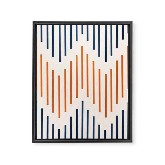 Geometric Arrow Lines 2 in Navy Blue Orange Framed Canvas Print Gallery Image 1
