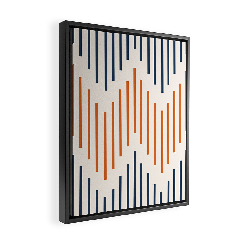 Geometric Arrow Lines 2 in Navy Blue Orange Framed Canvas Print Gallery Image 2