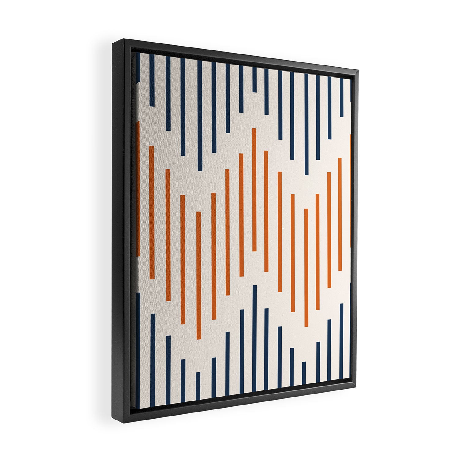Geometric Arrow Lines 2 in Navy Blue Orange Framed Canvas Print Gallery Image 2
