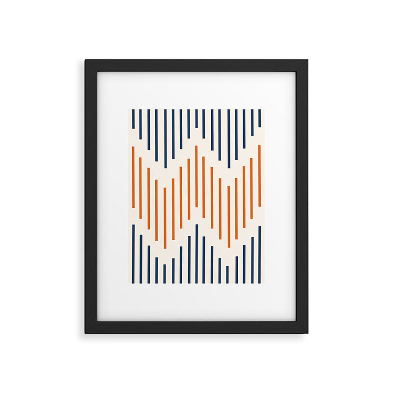 Geometric Arrow Lines 2 in Navy Blue Orange Framed Art Print Gallery Image 6