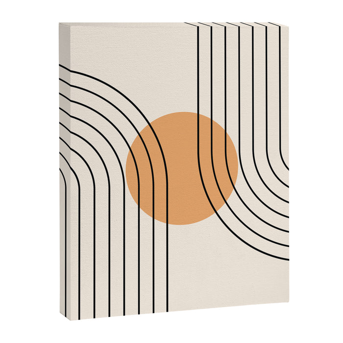 Geometric Lines in Black and Beige 14 (Rainbow and Sun Abstraction) Canvas Print Gallery Image 1