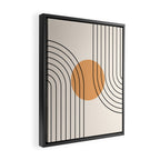 Geometric Lines in Black and Beige 14 (Rainbow and Sun Abstraction) Framed Canvas Print Gallery Image 2