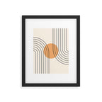 Geometric Lines in Black and Beige 14 (Rainbow and Sun Abstraction) Framed Art Print Gallery Image 6