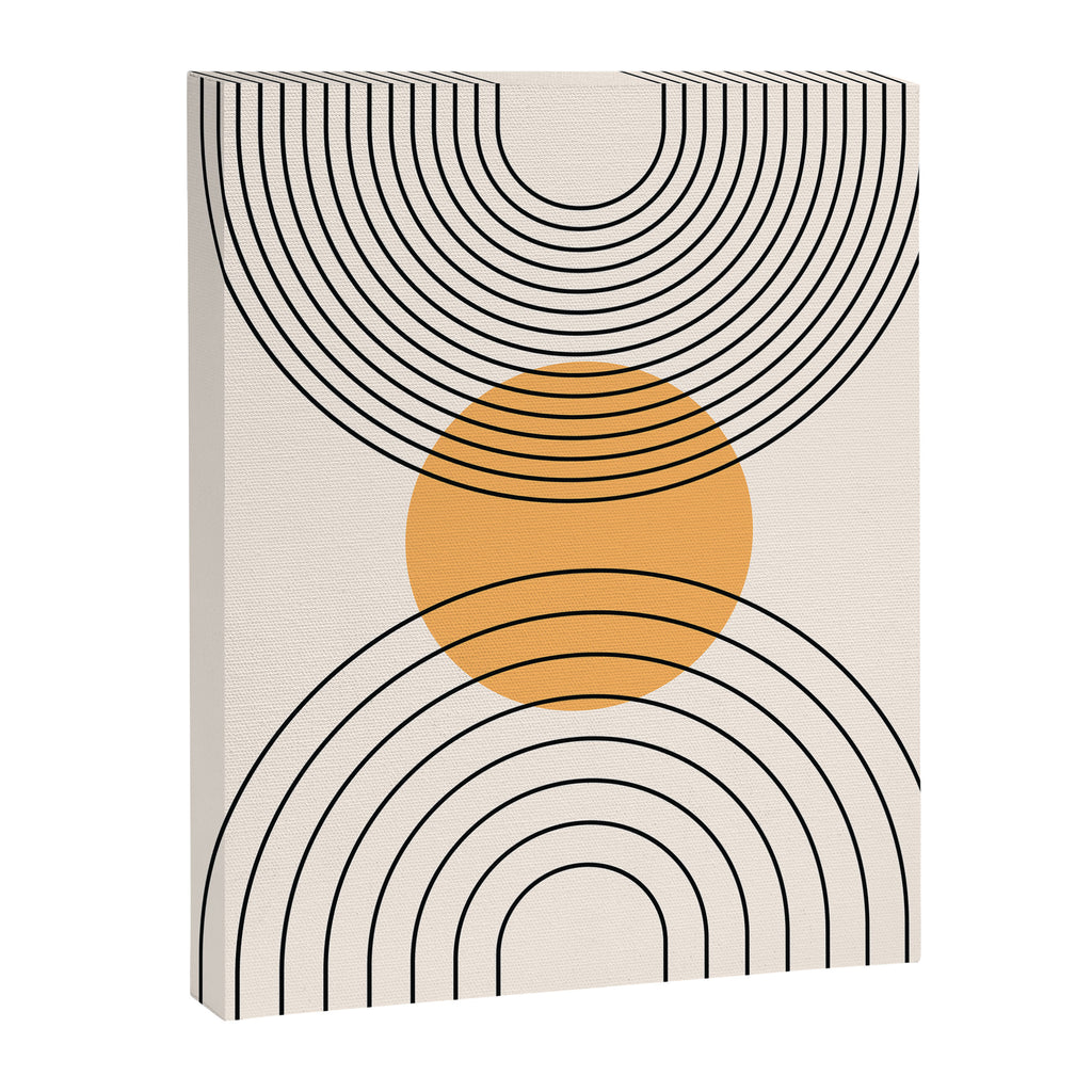 Geometric Lines in Black and Beige 29 (Rainbow and Sun Abstraction) Canvas Print Gallery Image 8
