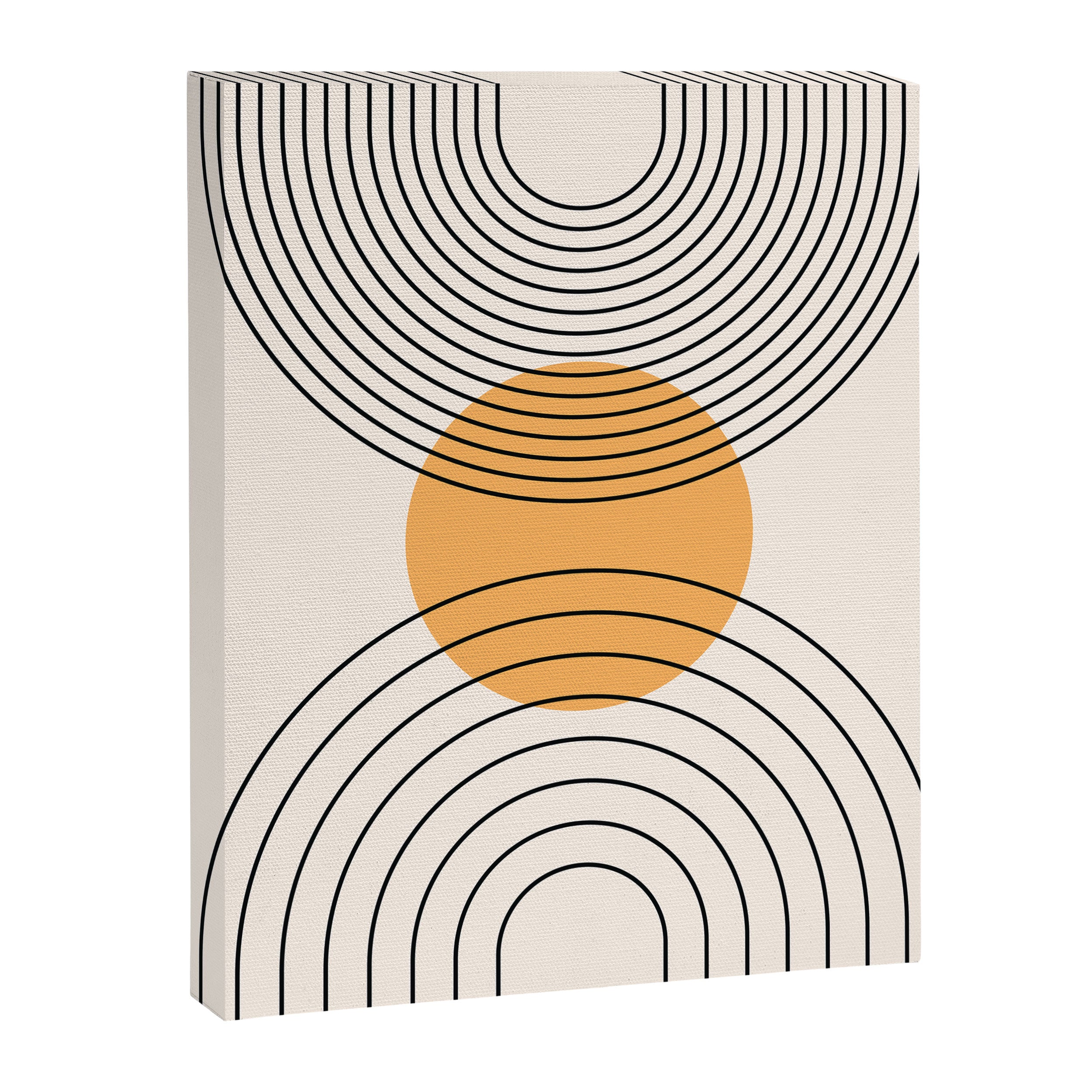 Geometric Lines in Black and Beige 29 (Rainbow and Sun Abstraction) Canvas Print Gallery Image 8
