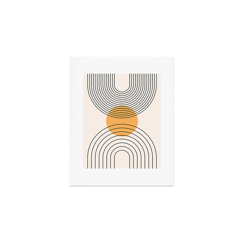 Geometric Lines in Black and Beige 29 (Rainbow and Sun Abstraction) Art Print Gallery Image 1