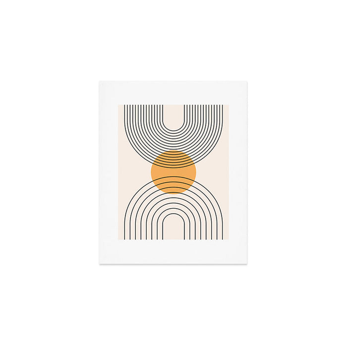 Geometric Lines in Black and Beige 29 (Rainbow and Sun Abstraction) Art Print Gallery Image 1