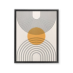 Geometric Lines in Black and Beige 29 (Rainbow and Sun Abstraction) Framed Canvas Print Gallery Image 8