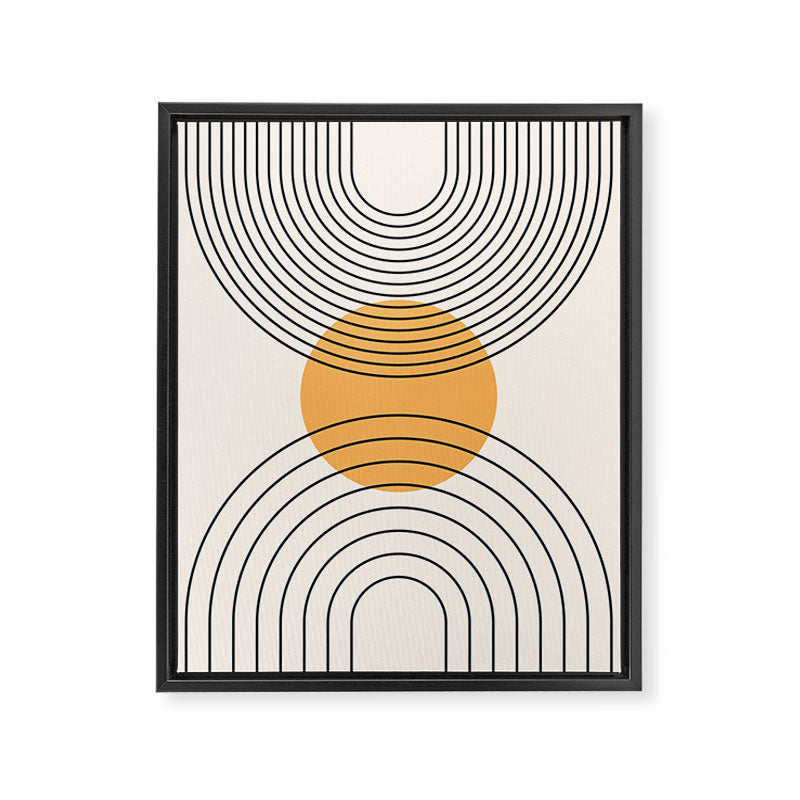 Geometric Lines in Black and Beige 29 (Rainbow and Sun Abstraction) Framed Canvas Print Gallery Image 8