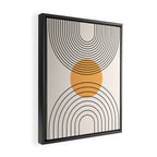 Geometric Lines in Black and Beige 29 (Rainbow and Sun Abstraction) Framed Canvas Print Gallery Image 2