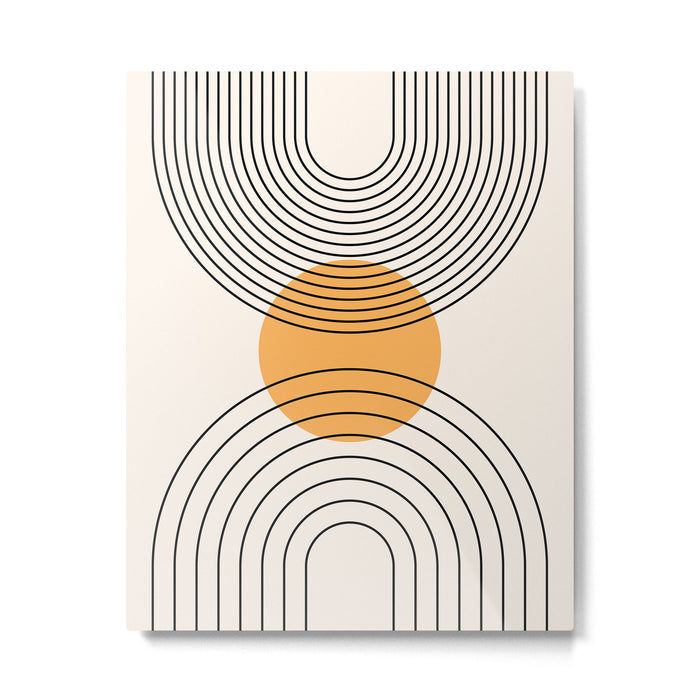 Geometric Lines in Black and Beige 29 (Rainbow and Sun Abstraction) Metal Print Gallery Image 1