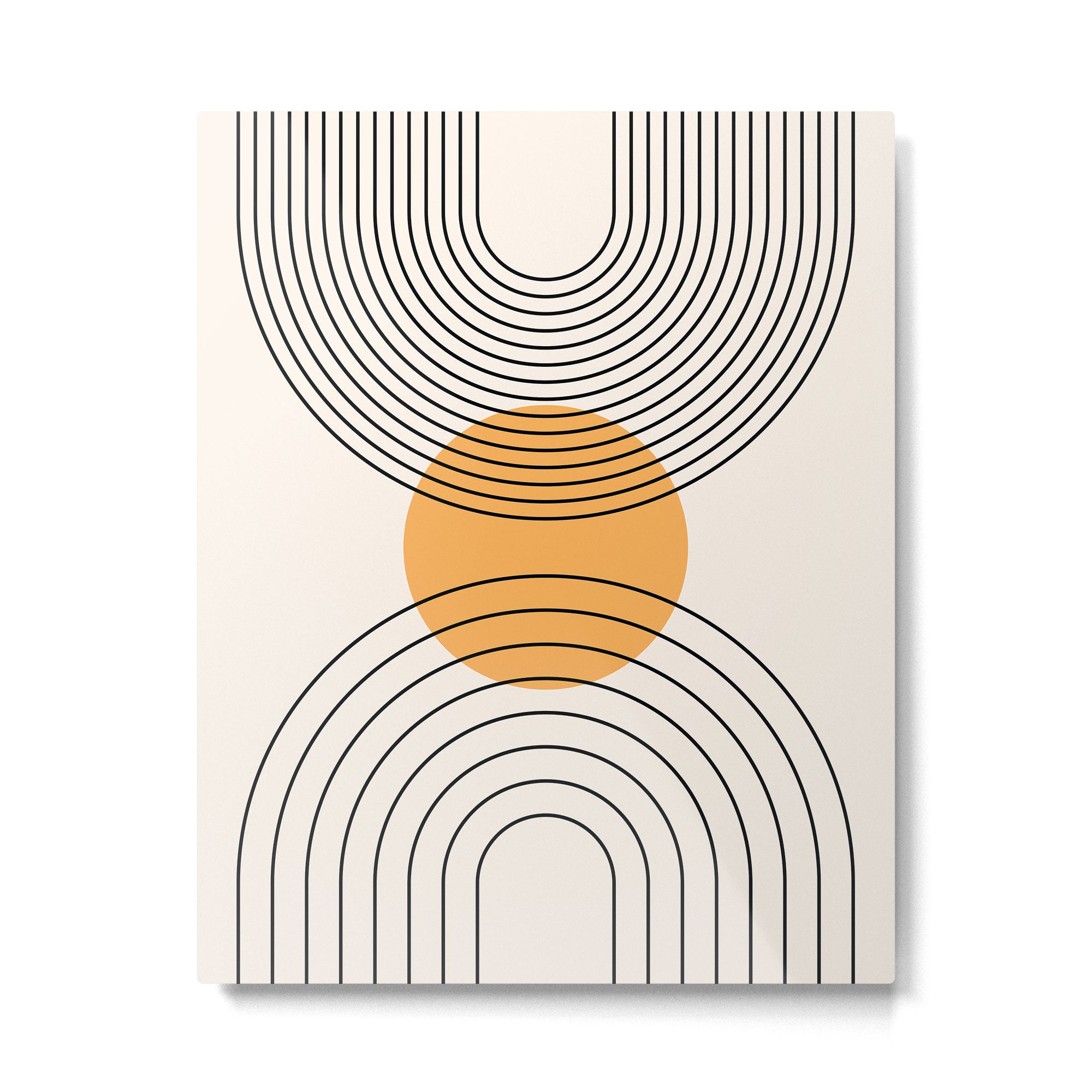 Geometric Lines in Black and Beige 29 (Rainbow and Sun Abstraction) Metal Print Gallery Image 6