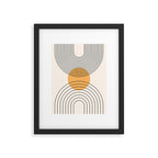 Geometric Lines in Black and Beige 29 (Rainbow and Sun Abstraction) Framed Art Print Gallery Image 6