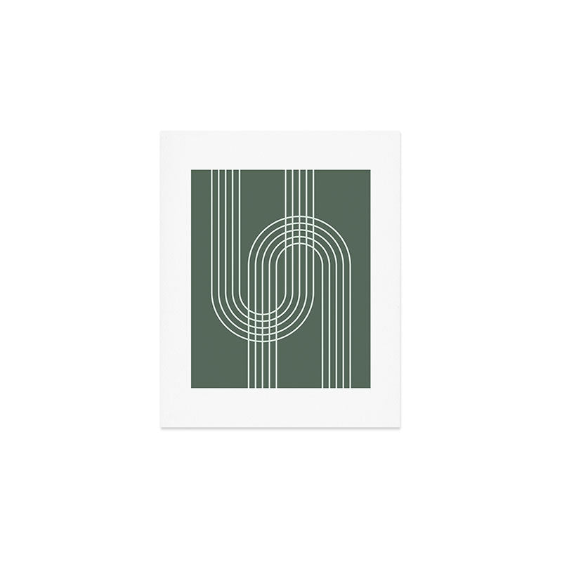 Geometric Lines in Forest Green Art Print Gallery Image 1