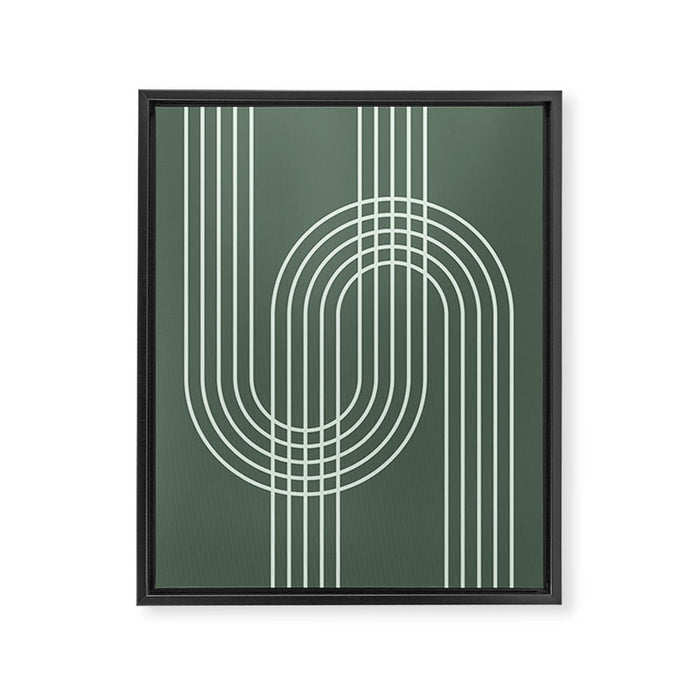Geometric Lines in Forest Green Framed Canvas Print Gallery Image 1