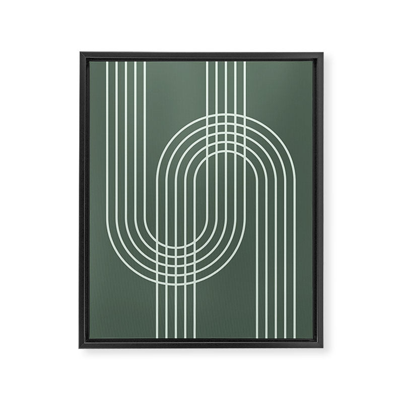 Geometric Lines in Forest Green Framed Canvas Print Gallery Image 8