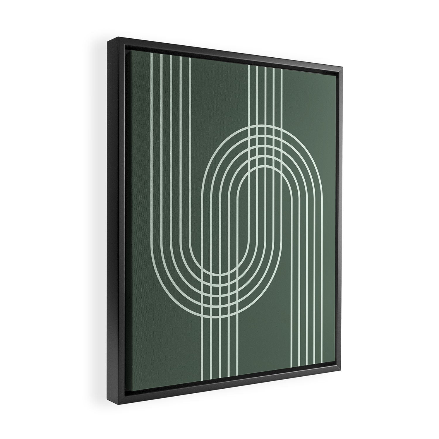 Geometric Lines in Forest Green Framed Canvas Print Gallery Image 2