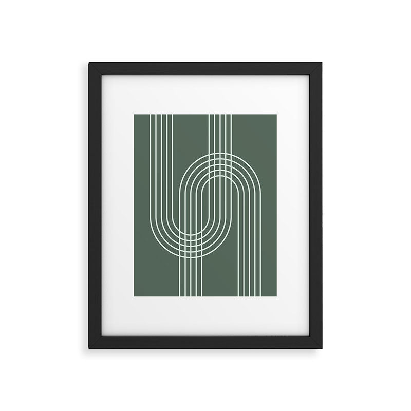 Geometric Lines in Forest Green Framed Art Print Gallery Image 6