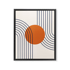 Geometric Lines in Navy Blue Orange 1 (Rainbow Abstraction) Framed Canvas Print Gallery Image 8