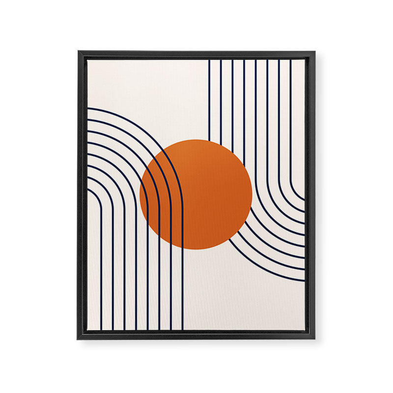 Geometric Lines in Navy Blue Orange 1 (Rainbow Abstraction) Framed Canvas Print Gallery Image 8