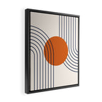 Geometric Lines in Navy Blue Orange 1 (Rainbow Abstraction) Framed Canvas Print Gallery Image 2