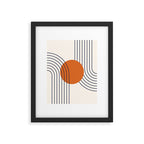 Geometric Lines in Navy Blue Orange 1 (Rainbow Abstraction) Framed Art Print Gallery Image 6