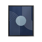 Geometric Lines in night Blue 10 (Rainbow and Sun Abstract) Framed Canvas Print Gallery Image 8