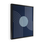 Geometric Lines in night Blue 10 (Rainbow and Sun Abstract) Framed Canvas Print Gallery Image 2
